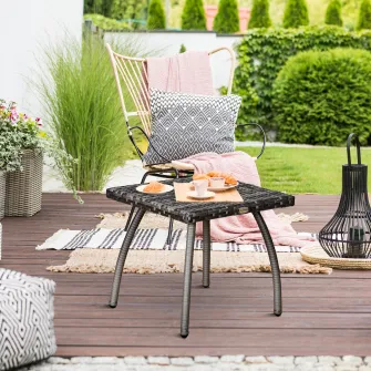 Outsunny Masuta din Ratan Sintetic pentru Exterior si Gradina Gri