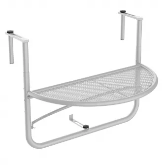 Outsunny  Masuta pentru Balcon Pliabila din Metal cu 3 Inaltimi Reglabile, Masa de Agatat pe Balustrada, 60x45x50cm, Alba