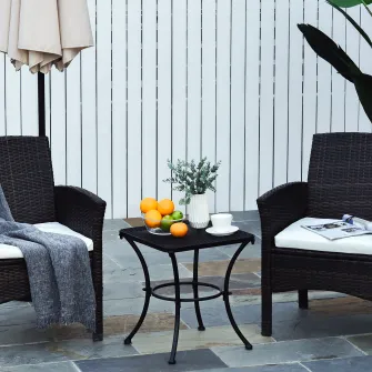 Outsunny Masuta pentru Gradina din Otel cu Blat Perforat, Masuta Patrata pentru Exterior 45x45x50 cm, Negru
