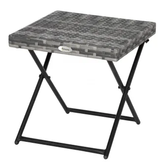 Outsunny Masuta pentru Gradina Pliabila din Ratan Sintetic si Otel, Masuta pentru Exterior Economie Spatiu 40x40x40cm, Gri