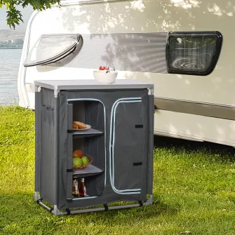 Outsunny Mobilier de Bucatarie de Camping cu 3 Etajere