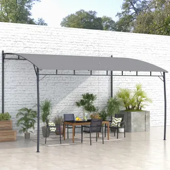 Outsunny Pergola 3 x 4m, Foisor pentru exterior, Adapost de gradina impotriva soarelui cu cadru metalic pentru gratar, terasa, veranda, Gri