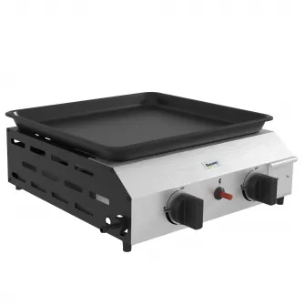 Outsunny Plansa Gratar pe Gaz cu 2 Arzatoare din Otel Inoxidabil, 4,8kW, Gratar Portabil pe Gaz cu Blat cu Gratar Antiaderent pentru Camping, Picnic