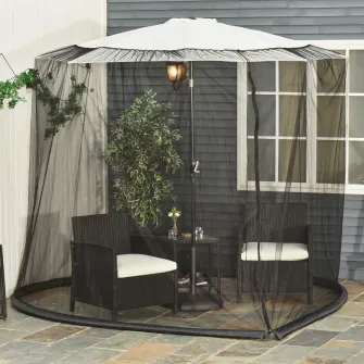 Outsunny Plasa Impletita de 7,5' pentru Aer Liber pentru Umbrele, Plasa Tesuta cu Copertina, Casa cu Plasa Tesuta, Negru