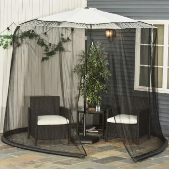 Outsunny Plasa Impletita de 7,5' pentru Aer Liber pentru Umbrele, Plasa Tesuta cu Copertina, Casa cu Plasa Tesuta, Negru
