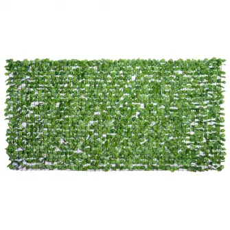 Outsunny Rulou de Gard Viu Artificial pentru Balcon si Gradina din PE, Gard Viu Artificial cu Frunze de Artar Verzi 300x150cm