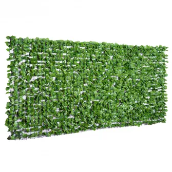 Outsunny Rulou de Gard Viu Artificial pentru Balcon si Gradina din PE, Gard Viu Artificial cu Frunze de Artar Verzi 300x150cm