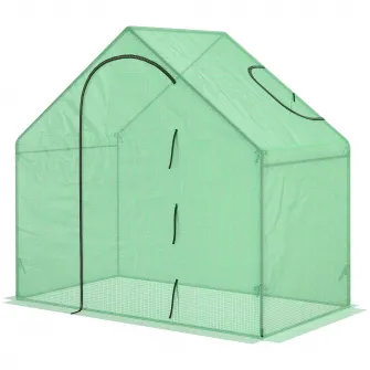 Outsunny Sera Cabina Portabila 180x100cmx168cm, Folie PE, Sera de Gradina cu Cadru de Otel, Usa cu Fermoar, Aerisire Superioara, pentru Flori, Legume, Puieti, Plante Tropicale, Verde