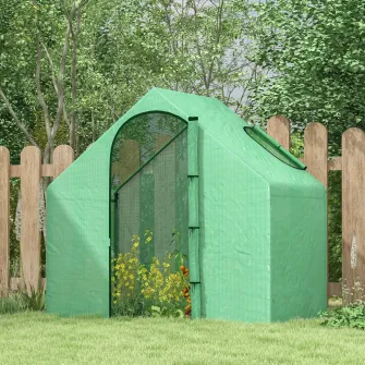 Outsunny Sera Cabina Portabila 180x100cmx168cm, Folie PE, Sera de Gradina cu Cadru de Otel, Usa cu Fermoar, Aerisire Superioara, pentru Flori, Legume, Puieti, Plante Tropicale, Verde