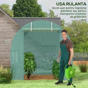 Outsunny sera de gradina din PE, 245x200x198cm, verde