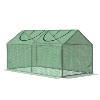 Outsunny Sera de Gradina tip Cabana cu Acoperis din PE, Sera pentru Gradina de legume  cu Tarusi si Margini Extinse pentru Plante si Flori, 120x60x60cm, Verde