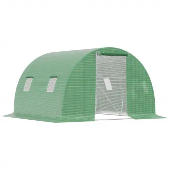Outsunny Sera tunel de exterior cu protectie din PE, Usa cu incuietoare si 4 ferestre, verde