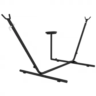 Outsunny Suport pentru hamac 9,4ft si suport lateral pentru tava, Suport pentru plasa de hamac cu cadru din otel, pentru hamacuri stil plasa, stil brazilian, stil plat, stil franghie, Negru