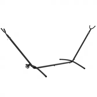 Outsunny Suport pentru hamac 9,5ft, Hamac portabil cu roti, Suport reglabil pentru plasa de hamac cu geanta de transport, pentru hamacuri stil plasa, stil brazilian, stil plat, stil franghie, Negru