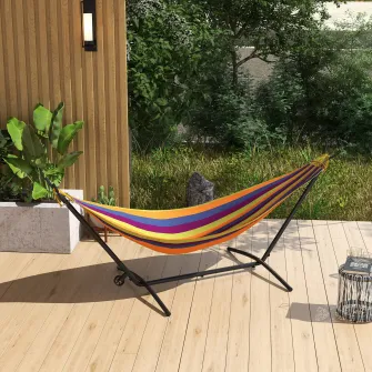 Outsunny Suport pentru hamac 9,5ft, Hamac portabil cu roti, Suport reglabil pentru plasa de hamac cu geanta de transport, pentru hamacuri stil plasa, stil brazilian, stil plat, stil franghie, Negru