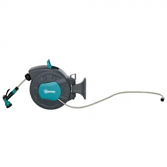 Outsunny Tambur pentru furtun cu derulare automata, montat pe perete, cu rotire la 1800, furtun de 15 m si pistol de stropit multifunctional