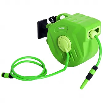 Outsunny Tambur portabil pentru furtun montat pe perete cu derulare automata 15m