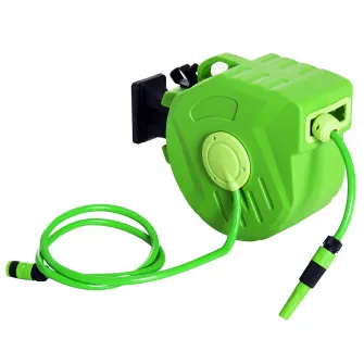Outsunny Tambur portabil pentru furtun montat pe perete cu derulare automata 15m