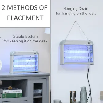 Pachet promo: Aparat electric pentru tantari, Outsunny, 20W, Pentru interior si exterior, Gri/Alb + Dispozitiv electric pentru insecte