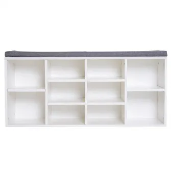 Pantofar Homcom, Rafturi reglabile, Din lemn, 104x30x48 cm, Alb/Gri