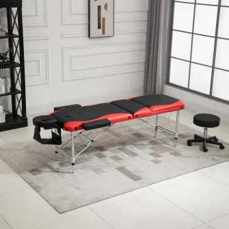 Pat profesional de masaj 215x60x61-84cm Negru-Rosu HOMCOM