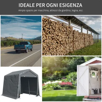Pavilion cort depoziatare, Outsunny, PE, 280 x 240 x 240 cm, Gri inchis