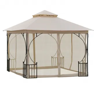 Pavilion de gradina cu acoperis dublu 3x3m, bej, Outsunny