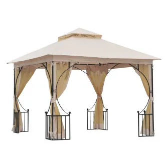 Pavilion de gradina cu acoperis dublu 3x3m, bej, Outsunny