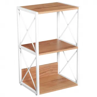 Raft biblioteca Homcom, 3 Polite, Lemn/Otel, 40 x 35 x 72.5 cm, Maro