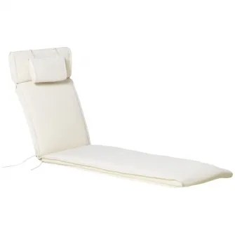 Saltea pentru Sezlong Scaun de Gradina, Alb, Crem,198x53x5cm