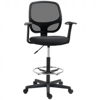 Scaun de birou, Vinsetto, Otel/Nailon, Inaltime reglabila, Roti pivotante, 60 x 56 x 110-132 cm, Negru