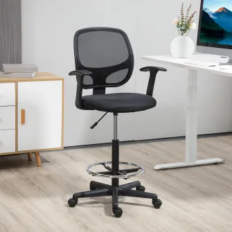Scaun de birou, Vinsetto, Otel/Nailon, Inaltime reglabila, Roti pivotante, 60 x 56 x 110-132 cm, Negru