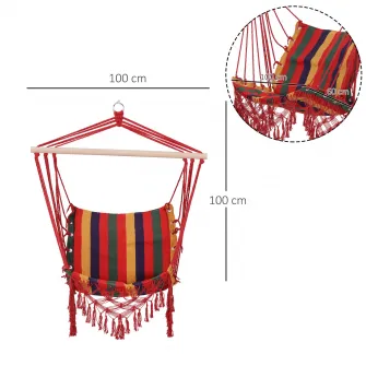 Scaun suspendat Outsunny, Interior/Exterior, Bumbac/Poliester, Capacitate 120 kg, Multicolor