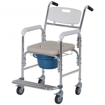 Scaun WC cu Rotile Impermeabil Homcom, Olita Detasabila pentru Batrani/Persoane cu Handicap