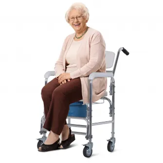 Scaun WC cu Rotile Impermeabil Homcom, Olita Detasabila pentru Batrani/Persoane cu Handicap