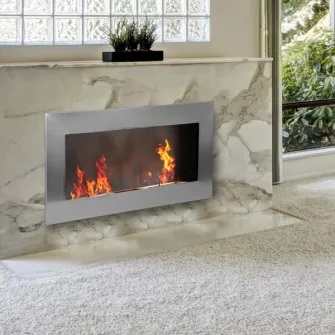Semineu cu bioetanol Homcom Argintiu 110x54x14 cm