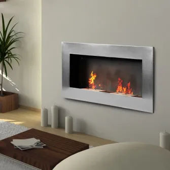 Semineu cu bioetanol Homcom Argintiu 110x54x14 cm