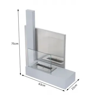 Semineu cu bioetanol HomCom in rezervor din otel inoxidabil 1.5LT, 75 x 22 x 63cm