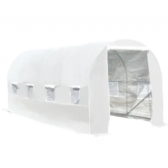 Sera agricola Garden Tunel, Outsunny, Otel/Polietilena, Rezistent la UV, 5 x 2 x 2 m, Alb