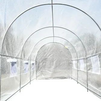 Sera agricola Garden Tunel, Outsunny, Otel/Polietilena, Rezistent la UV, 5 x 2 x 2 m, Alb