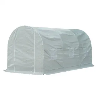 Sera de gradina pentru tunel exterior pentru plante din PE cu tevi de fier, alb, 450x200x200cm