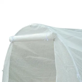 Sera de gradina pentru tunel exterior pentru plante din PE cu tevi de fier, alb, 450x200x200cm