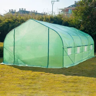 Sera Gradina Outsunny cu acoperis Inclinat din PE pentru plante Verde