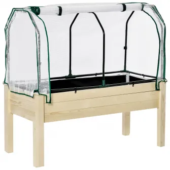Sera legume, Outsunny, Lemn/PE, 121x55x117cm, Bej