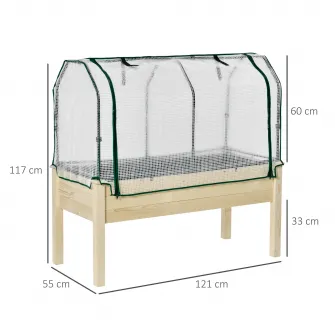 Sera legume, Outsunny, Lemn/PE, 121x55x117cm, Bej