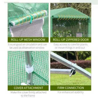 Sera pentru legume Outsunny, Metal/Polietilena, 6 ferestre, 347x300x200 cm, Verde