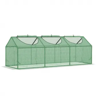 Sera pentru plante Outsunny, 3 ferestre, Polietilena/Otel, 180x60x60 cm, Verde