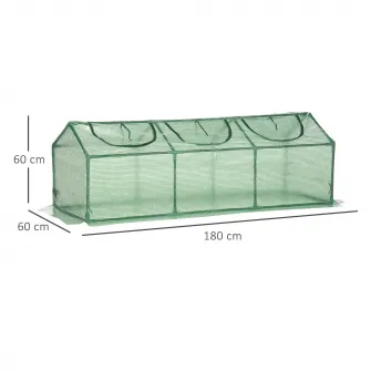Sera pentru plante Outsunny, 3 ferestre, Polietilena/Otel, 180x60x60 cm, Verde