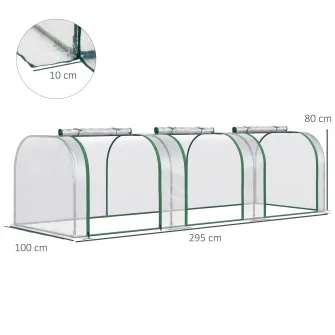 Sera tip tunel, Outsunny, PVC, 295x100x80cm, Transparent
