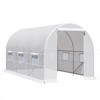 Sera tunel cu schelet din otel, 4x2x2m, alb Outsunny
